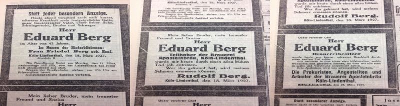Todesanzeigen Eduard Berg
